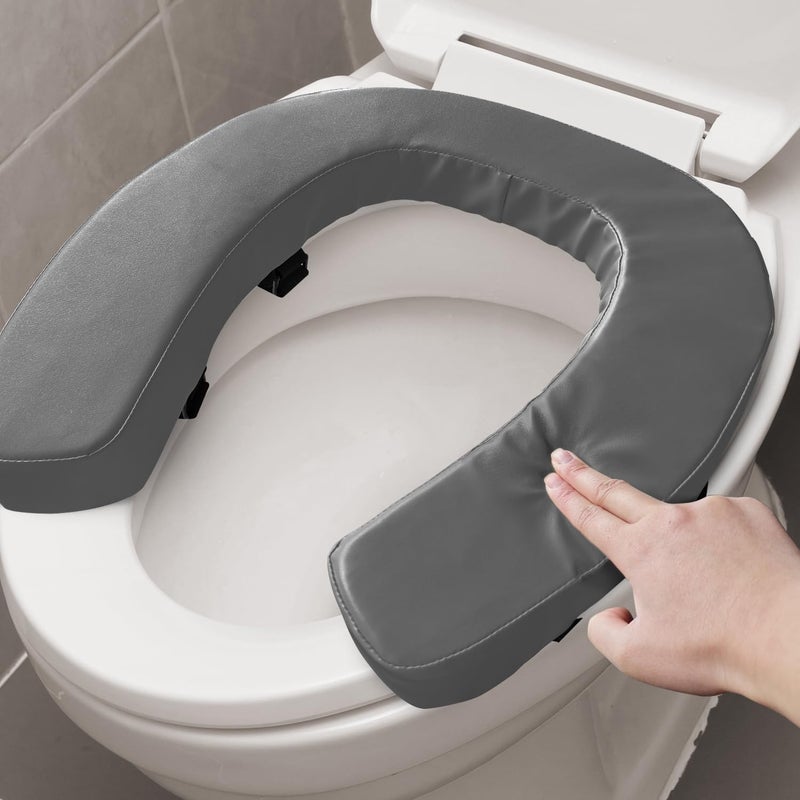 Deftyolo Toilet Seat Cushion with 2-inch High-Density Foam,Toilet Seat Riser-Suitable for Standard,Elongated Toilet Seats Commode Chairs Raised Toilet Seats(Grey) - Image 3
